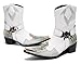 Santimon Cowboy Boot for Men Dress Casual Genuine Leather High Top Boots Metal Wingtip Zipper on Size Western Boots Fashion Wedding Singer Bar Party Ballroom Personalized Chelsea Boots White 11.5 US