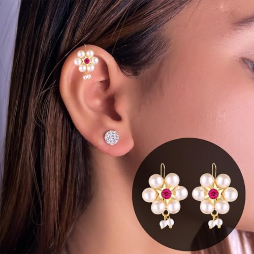 Image of VAMA FASHIONS 18K Gold Plated Anti Tarnish Half Moon Peacock Shape Traditional Maharashtrian Press on Bugadi Upper Ear Clip on Earrings For Women & Girls