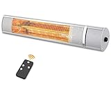 Electric Patio Heater, Outdoor Infrared Heater for Garage Backyard, 1500W Wall Mounted Patio Heater with Remote Control, Super Quiet Golden Tube for Fast Heat, Ceiling Waterproof IP65