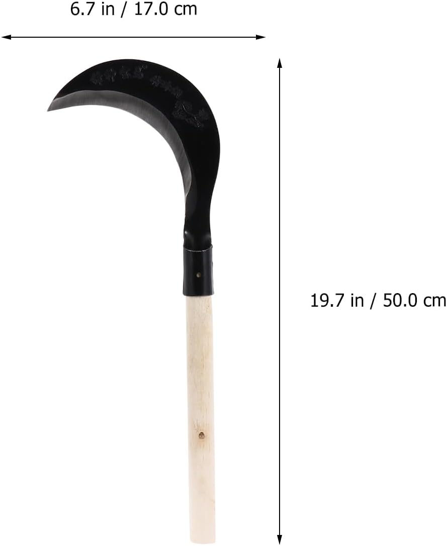 Yardwe Long-Handled Grass Sickle Hand Tool with Comfortable Grip for Weeding and Garden Cultivation Durable Manganese Steel Lawn Care Tool