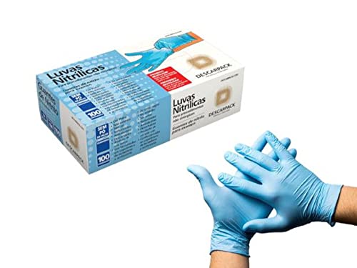 Descarpack Luva Nitrílica Azul Sem Pó M 100 Unidades