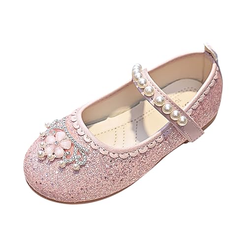 IWIHMIV Toddler Girls Flat Mary Jane Flower Girl Dress Shoes Lightweight Comfortable Non Slip School Wedding Party Shoes