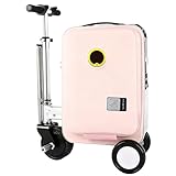 guoyjmm Maleta Eléctrica Inteligente de 20 L con Asa Telescópica, Ideal para Montar en Patinete de Adulto, Impermeable y Ligera, con Ajuste de Velocidad y Cerradura con Código TSA Pink-B