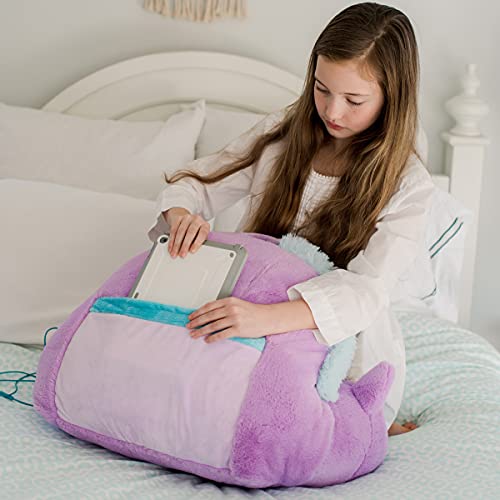 Soft Landing | Nesting Nooks | Premium Character Backrest with Carrying Handle & Back Pocket – Purple/Blue Unicorn