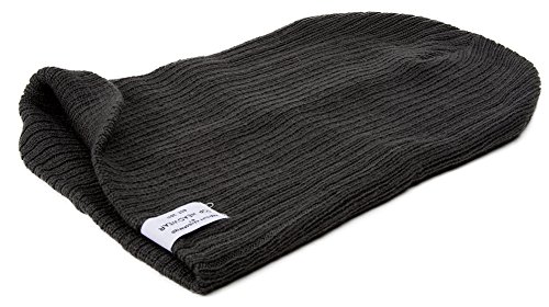 Gossip Girl Ribbed Beanie Slouchy Knit Hat Dark Gray #TOP4