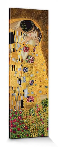 1art1 Gustav Klimt Póster Impresión En Lienzo El Beso II Cuadro En Bastidor De Camilla De Madera | Mural XXL | Imagen 150x50 cm