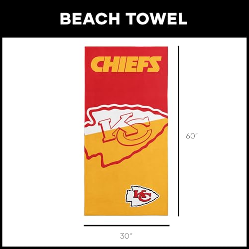 Image of Northwest NFL Kansas City Chiefs Microfiber Beach Towel, 30 x 60 Inches - Quick Dry, Sand Resistant, Lightweight, Highly Absorbent, Incisor Design