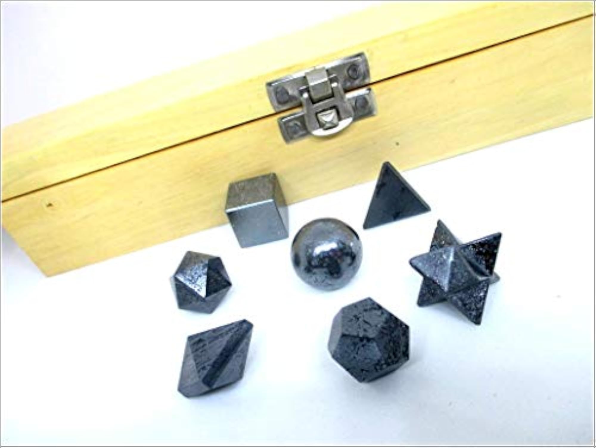 7 Hematite Geometry Stone Set with Box, Healing Crystals