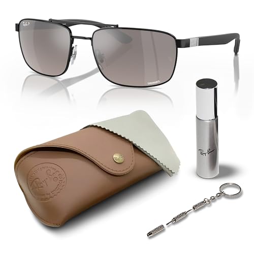 Image of Ray-Ban RB3737 CHROMANCE POLARIZED Rectangle Shape Sunglasses for Men & Women with Official Eyewear Kit