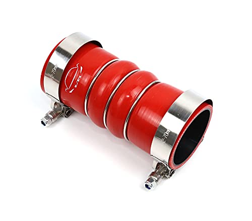 Image of LTI Universal 6 inch Length 4-Ply Reinforced High Temperature Charge Air Cooler CAC Hose 2.25 inch ID Straight With T Bolt Clamp (2.25 inch, RED)