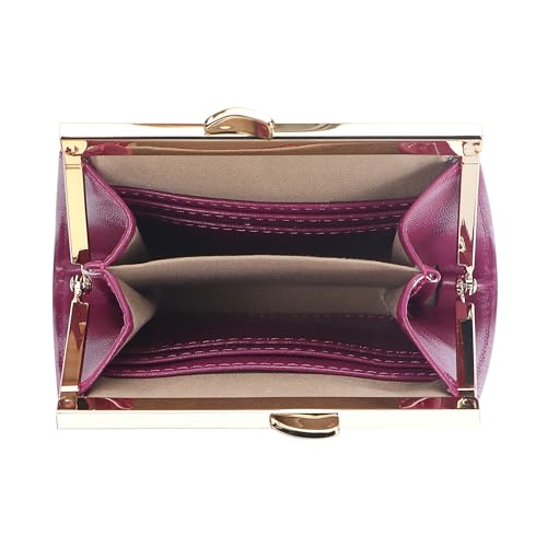 Kiss Lock RFID Credit Card Holder for Women, Genuine Cow Leather Short Wallets, Fashion Vintage Coin Purse 3242 (Apricot)4