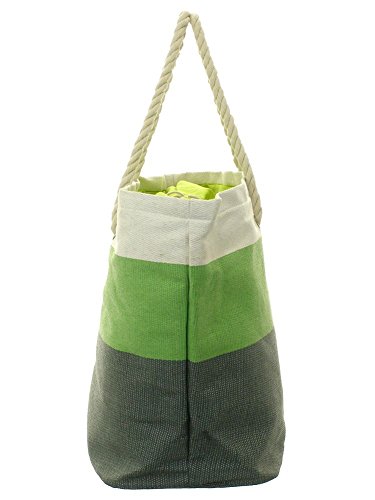 DivaDesigns Over Sized Summer Striped Beach Tote Bag Green3