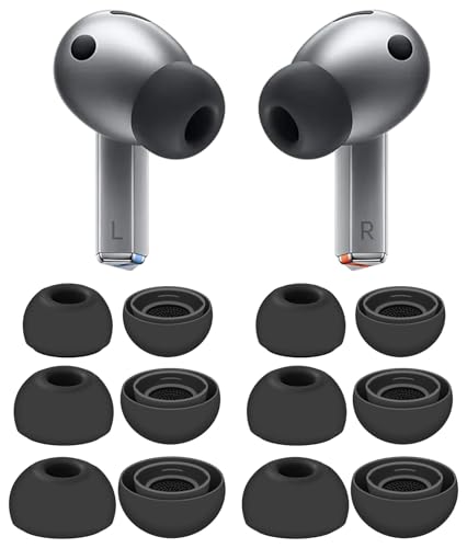 IiEXCEL 6 Pairs Galaxy Buds 3 Pro Ear Tips Buds Eartips S/M/L Replacement Soft Silicone Rubber Gel Earbuds Earplug Fit in Case Compatible with Samsung Galaxy Buds 3 Pro/Galaxy Buds 4 Pro - Gray