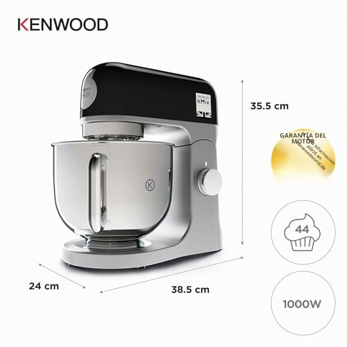 Miniatura 2 de Kenwood Kmix Kmx750ab - Robot De Cocina Multifunción, 1000 W, Bol Metálico De 5 L Con Asa, Gancho Para Amasar, Varillas, Mezclado K, Acero Inoxidable, 6 Velocidades, Color Negro