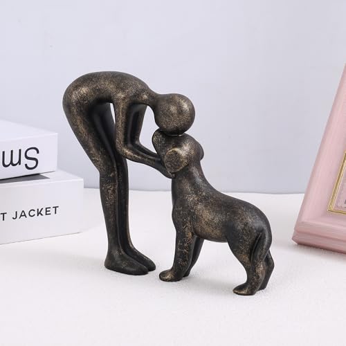 Figura Decorativa Hombre y Perro de Resina miniatura 2