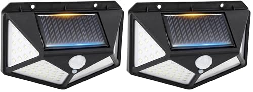 GRIFEMA Lampe Solaire Extérieur avec Détecteur de Mouvement, Spot Solaire Extérieur LED pour Jardin, 100 LEDs, 3 Modes, Angle 270°, IP65, Batterie 800mAh, GDK203 (Lot de 2)