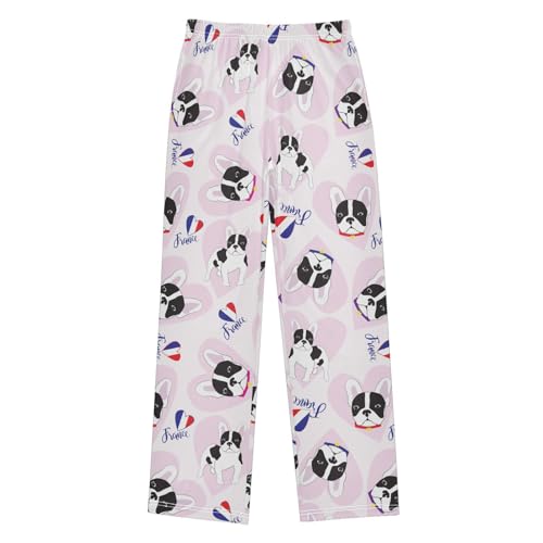 Boys' Pants French Bulldog Dog Heart Long Bottoms Jogger Pants Elastic Waist Trousers with Pockets S-XL