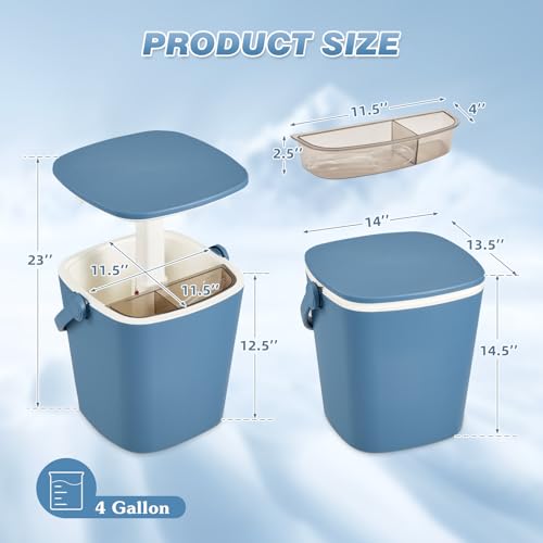 AECOJOY Cooler Table Outdoor, 4 Gallon Portable Cooler Side Table with Handle, Bottle Opener & Lift Top Lid, 3-in-1 Ice Cooler Cocktail Patio Cool Bar Table for Camping, Picnic, Beach, Poolside, Party
