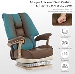 EXCEBET Big and Tall Executive Office Chair with Footrest, 400LBS Capacity Ergonomic High-Back Desk Office Chair with Lumbar Support, Padded Armrests & Thick Cushion, Brown PU Leather Chairs