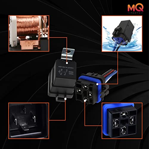 2 Packs 40/30 AMP 12V DC 4-Pin Waterproof Relay and Harness Set - Heavy Duty 12 AWG Tinned Copper Wires - Premium SPDT Bosch Style Automotive Relay by MQparts - Thumbnail 3