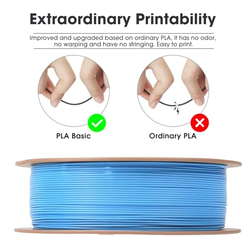 Image of eSUN PLA Basic Filament 1.75mm, 3D Printer Filament High Speed PLA for Fast Printing, 1KG per Spool, 2 Spools High Speed 3D Printing Filament, Light Blue