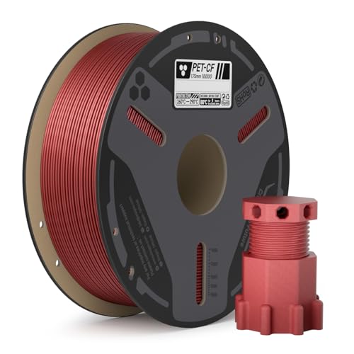 Image of ELEGOO Carbon Fiber PETG Filament 1.75 mm Red 1KG, High Strength & Rigidity PETG-CF 3D Printing Filament, Abrasion Resistance for Functional Parts, 1kg(2.2lbs) Spool Fits for Most FDM 3D Printers