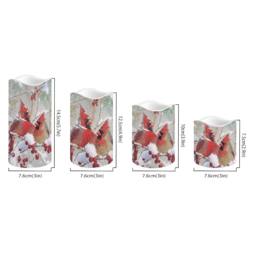 Image of Cardinal Flameless LED Candles Set of 4 | Flameless Candles with Remote Flickering LED Candles with Timer for Holiday Patio Celebration Accents