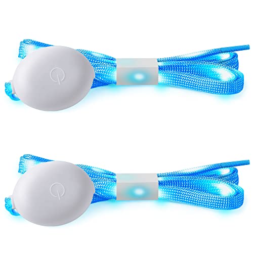 Syhood LED Light Up Shoe Laces Nylon LED Shoelaces with Flashing Shoe Laces for Party Favors Hip-hop Dancing(Blue)