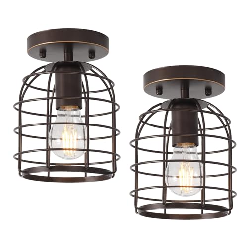 Create For Life® Industrial Vintage Flush Mount Ceiling Light,Rustic Metal