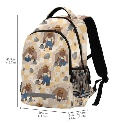 Cartoon Brown Beer Workers big kid backpack with big book bags for 5th grade school boys girls mochila para ni?os3