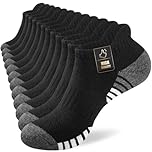 SockWaddles Running Socks Cushioned Ankle Trainer Socks for Men Women Cotton Low Cut Breathable Athletic Sports Socks (6 Pairs) Black 9-12