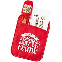 R HORSE 3Pcs Christmas Pot Holder Baking Gift Kit with Silicone Spatula Greeting Card Xmas Funny Heat Resistant Oven Mitt Red Cookie Hot Pad for Xmas Kitchen Gift for Family Friend Colleague Employee