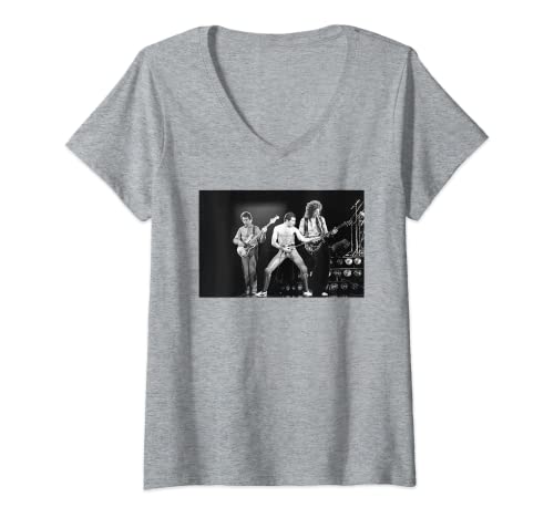 Photo officielle de Freddie Mercury Live B&W de la Reine T-Shirt avec Col en V