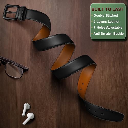 BULLIANT Men Belt,Leather Belt Adjustable For Men Dress Casual Jeans 1 3/8,Cut For Fit2
