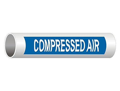 ComplianceSigns.com Compressed Air (White Legend On Blue Background) ASME A13.1 Pipe Label Decal, 8x2 inch 5-Pack Vinyl for Pipe Markers