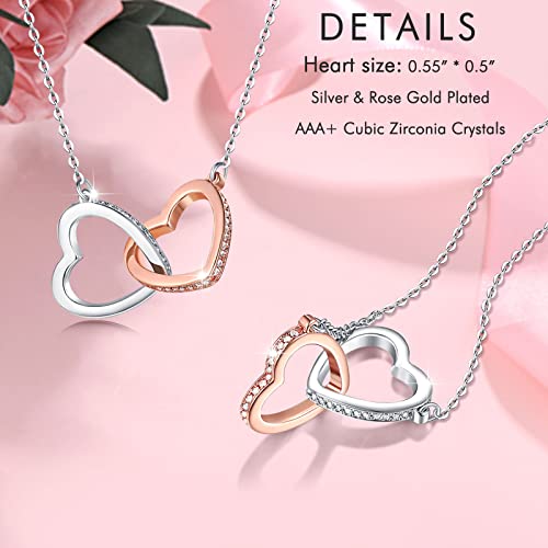 UNGENT THEM Interlocking Heart Necklace for Daughter Granddaughter from Mom Dad Grandma, Birthday Christmas Valentine's Day Gifts for Teen Girls Women3