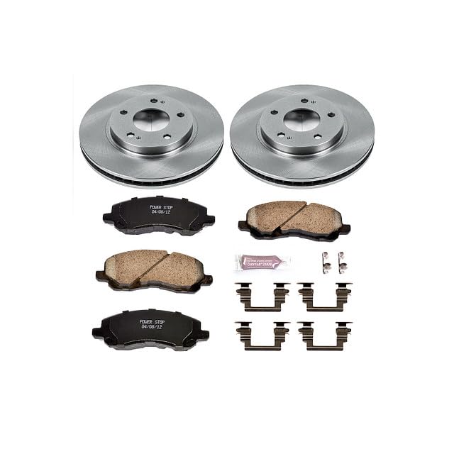 Image of PowerStop Front Brake Kit for Chrysler Sebring 2001-05 |Dodge Stratus 2001-05 |Mitsubishi Eclipse 2001-05 |Galant 2000-12 |Lancer 2004-06 - Z17 Ceramic Brake Pads & Disc Rotors Replacement, KOE1678