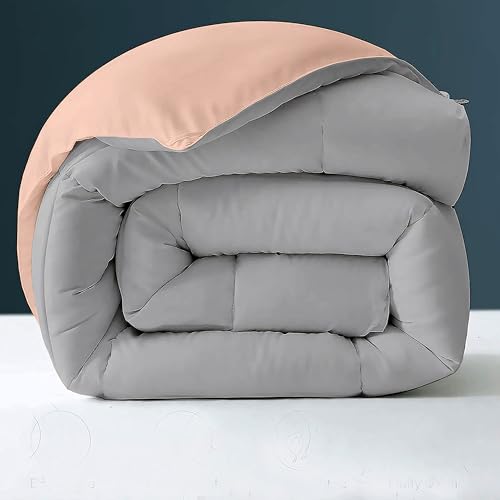 Image of Day Care - 500 GSM Hotel Quality-Down Alternative Reversible Comforter (90 inch x 100 inch Inches /228cm x 228cm) - Comforter Double Bed|Peach /Silver