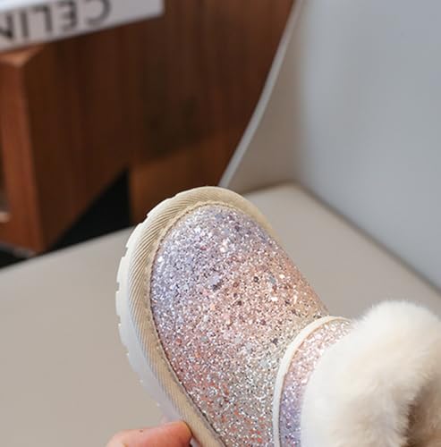 TangDao Girls Snow Boots, Warm Winter Fuzzy Short Boots, Insulated Sparkling Sequin Outdoor Boots for Toddler Little/Big Kids2