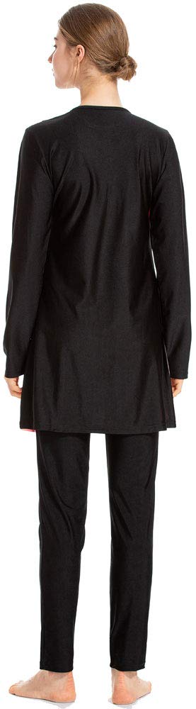 Muzułmański kostium kąpielowy damski, skromny islamski arabski strój kąpielowy burkini hidżab Czarny Tag 4XL (Ref. Bust 42.52")