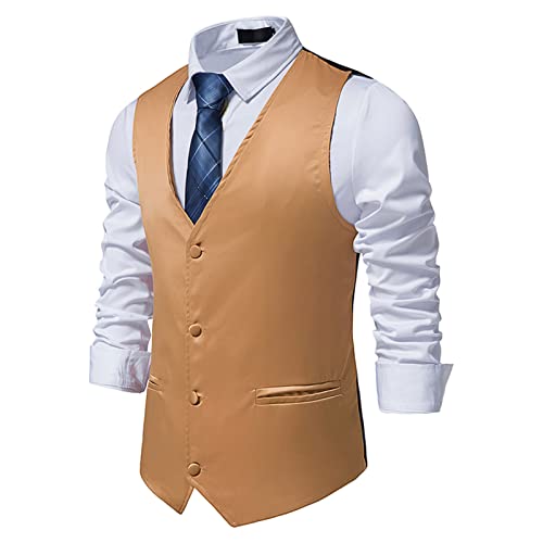 Zeiyignr Men's Suit Vest V Neck Single Breasted Solid Wedding Vests Business Formal Dress Waistcoat Vest for Suit or Tuxedo3