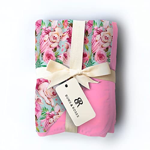 Image of Bums & Roses Bum Bum Baby Blanket | Made with Two Layers of Soft and Breathable Spandex and Viscose from Bamboo | Double-Sided Large Blanket | Hogs and Kisses, 50x50