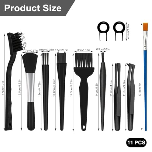 Antistatische ESD Bürste, 11 Stück Computer Reinigungsset mit Abzieher Laptop Cleaning Kit Nylon Pinsel PC Reinigung Reinigungspinsel für Tastatur Leiterplatte Motherboards PC Reinigungsbürste Set