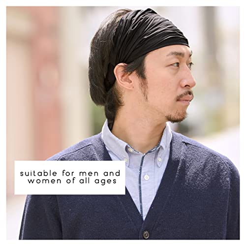 CHARM Womens Cotton Bandana Headband - Yoga Elastic Head Cover Boho Hair Scarf Black4