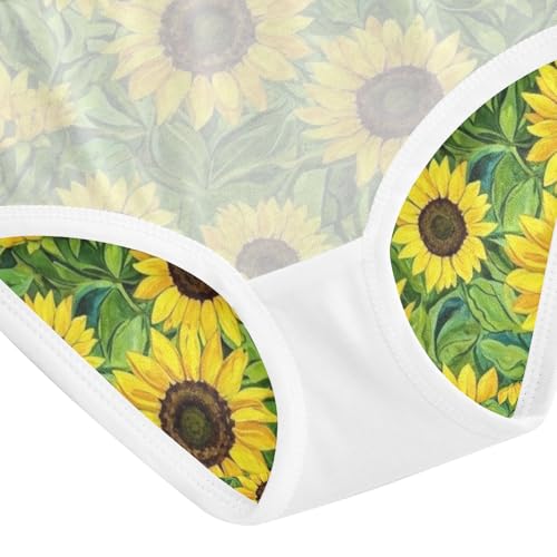 Toddler Briefs, Sunflowers Green Leaves Cotton Girls Underwear, 2–8 Years4