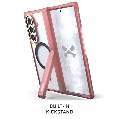 Image of Ghostek Covert Clear Galaxy Z Fold 7 Case with Built-in Kickstand, MagSafe and Full Hinge Protection Designed for 2025 Samsung Fold7 (8 inch) (Pink)