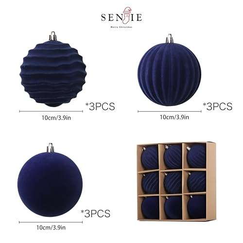 Image of 4In Velvet Ornaments for Christmas Tree, 9pcs Large Christmas Ornaments Set