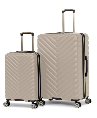 Image of Kenneth Cole REACTION Women's Madison Square Hardside Chevron Expandable Luggage, Taupe, 2-Piece Set (20 inch & 28 inch), Kenneth Cole Reaction Women's Madison Square Hardside Chevron Expandable Luggage