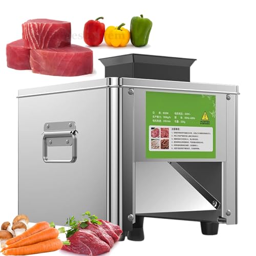 wshqdm Cortadora de Carne Comercial de 850 W, cortadora de Tiras de Acero Inoxidable eléctrica de 150 KG/H, cortadora de Cubos, cortadora de Verduras para Restaurante, Tienda, fácil de Limpiar