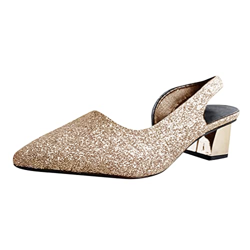 Zapatos de tacón bajo para mujer, zapatos de boda con correa al tobillo, sandalias con purpurina, zapatos cerrados para mayor comodidad, zapatos de tacón grueso, zapatos de baile Mary Jane, dorado, 37 Zapatos de tacón bajo para mujer, zapatos de boda con correa al tobillo, sandalias con purpurina, zapatos cerrados para mayor comodidad, zapatos de tacón grueso, zapatos de baile Mary Jane, dorado, 37